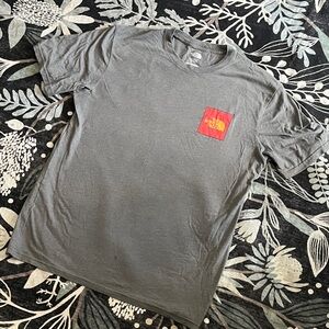 The North Face Charcoal Tee with Vibrant Red Patch